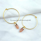 Sunstone Earring, Gemstone Earring, Handmade Earring, Pencil Pendant, Gold Electroplated Earring